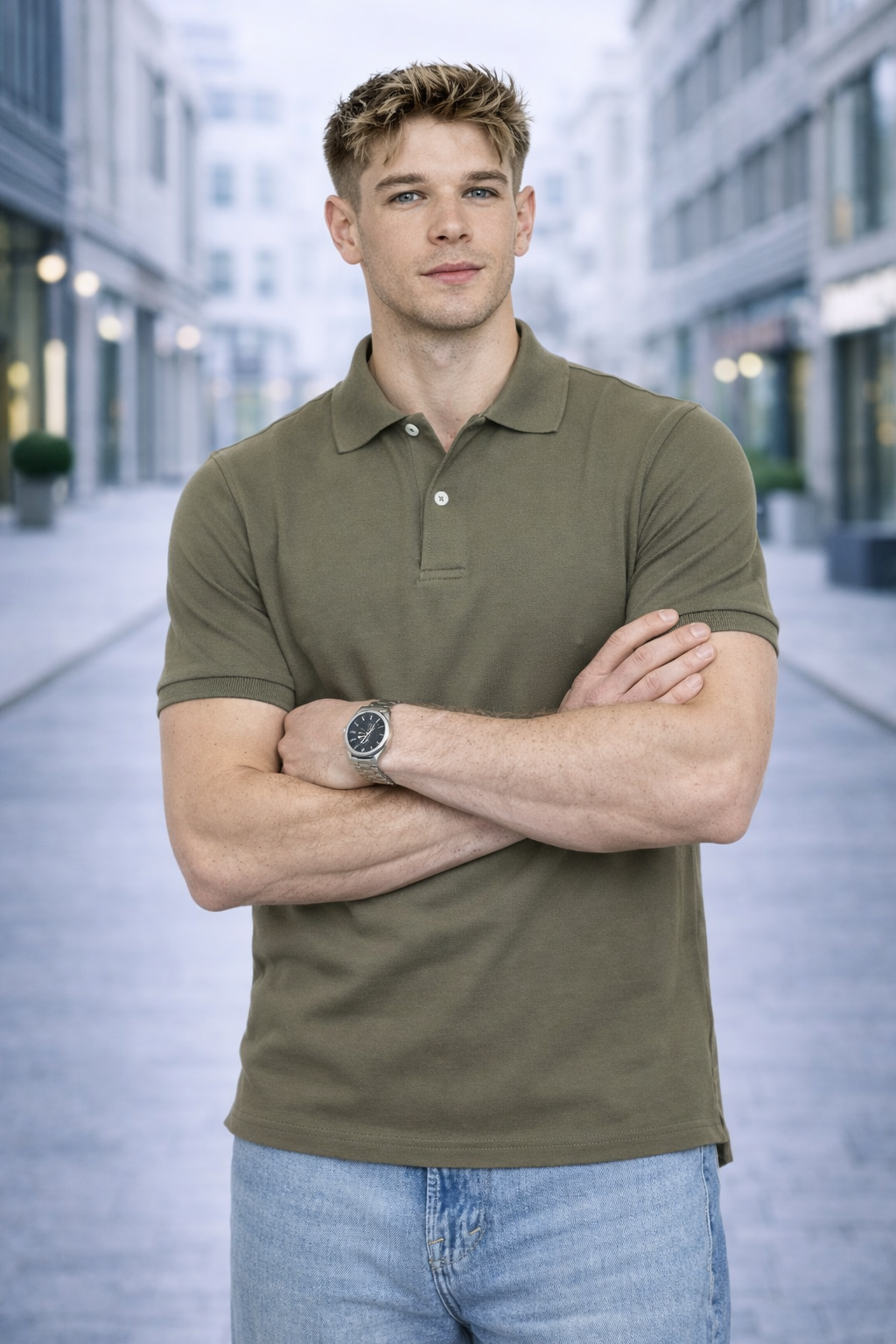 Polo homme vert militaire classique