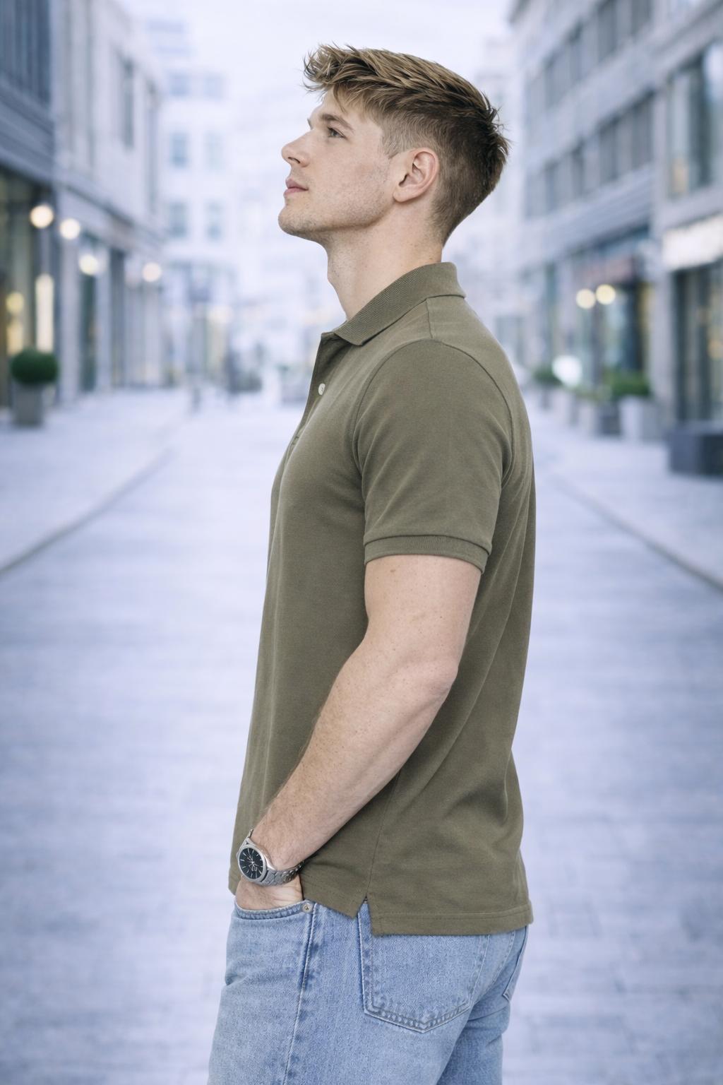 Polo homme vert militaire classique