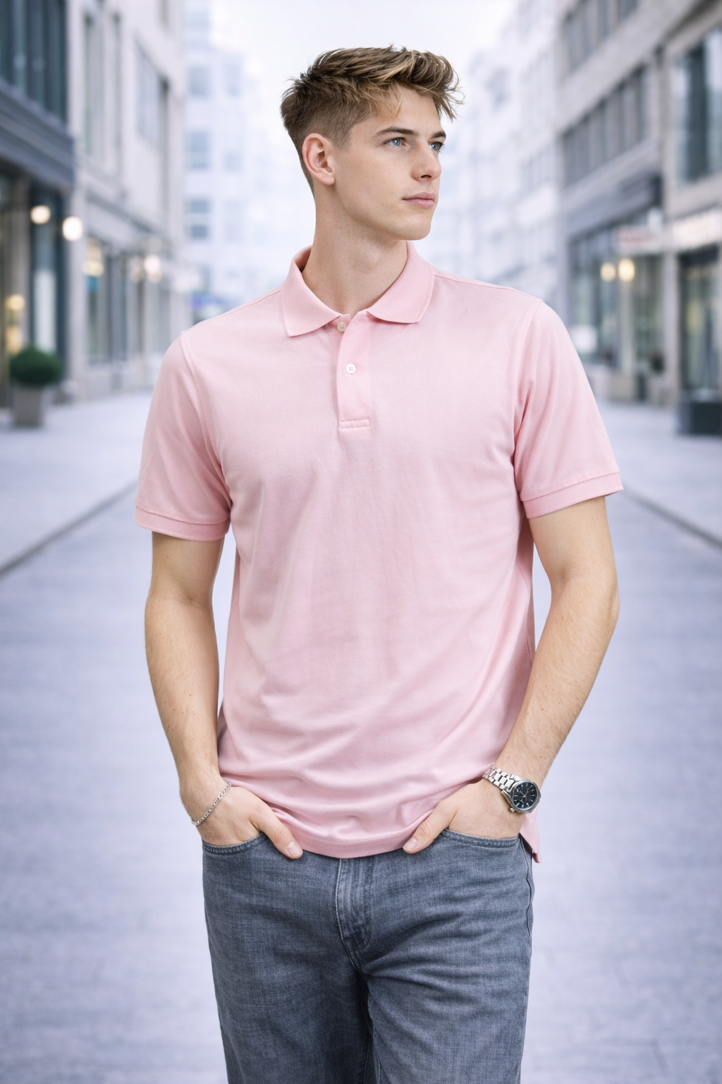Polo homme rose classique