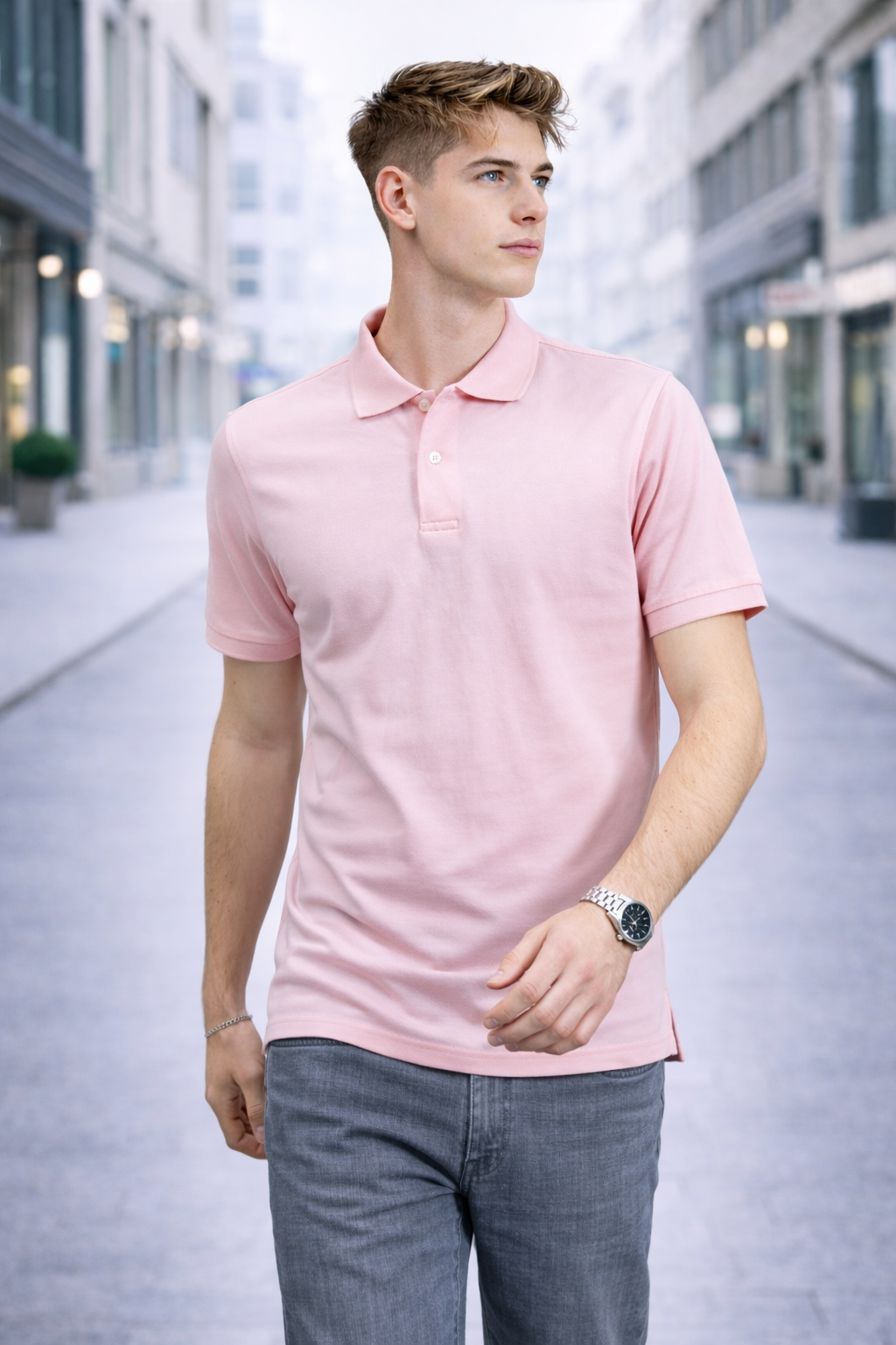 Polo homme rose classique