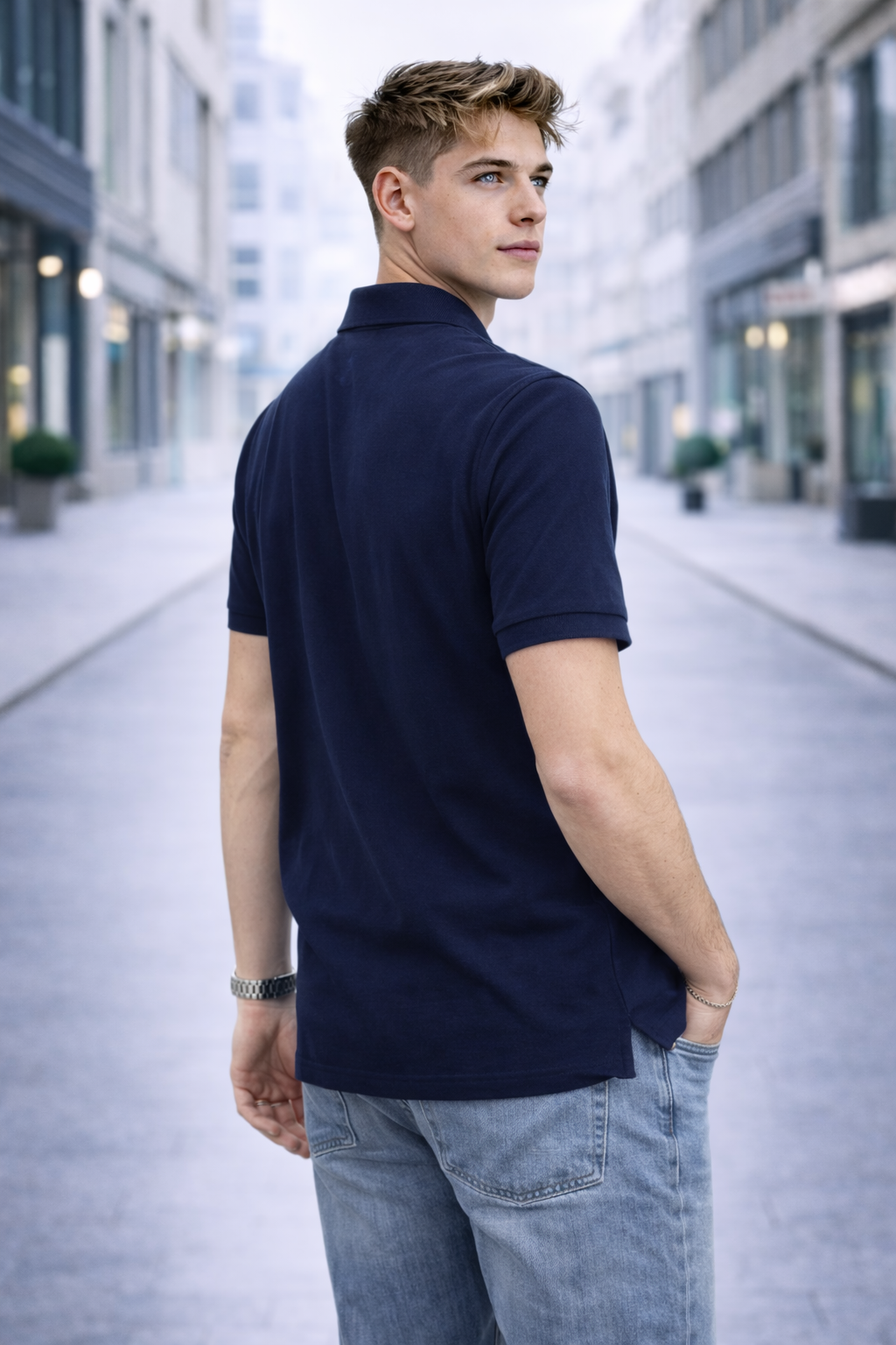 Polo homme marine classique
