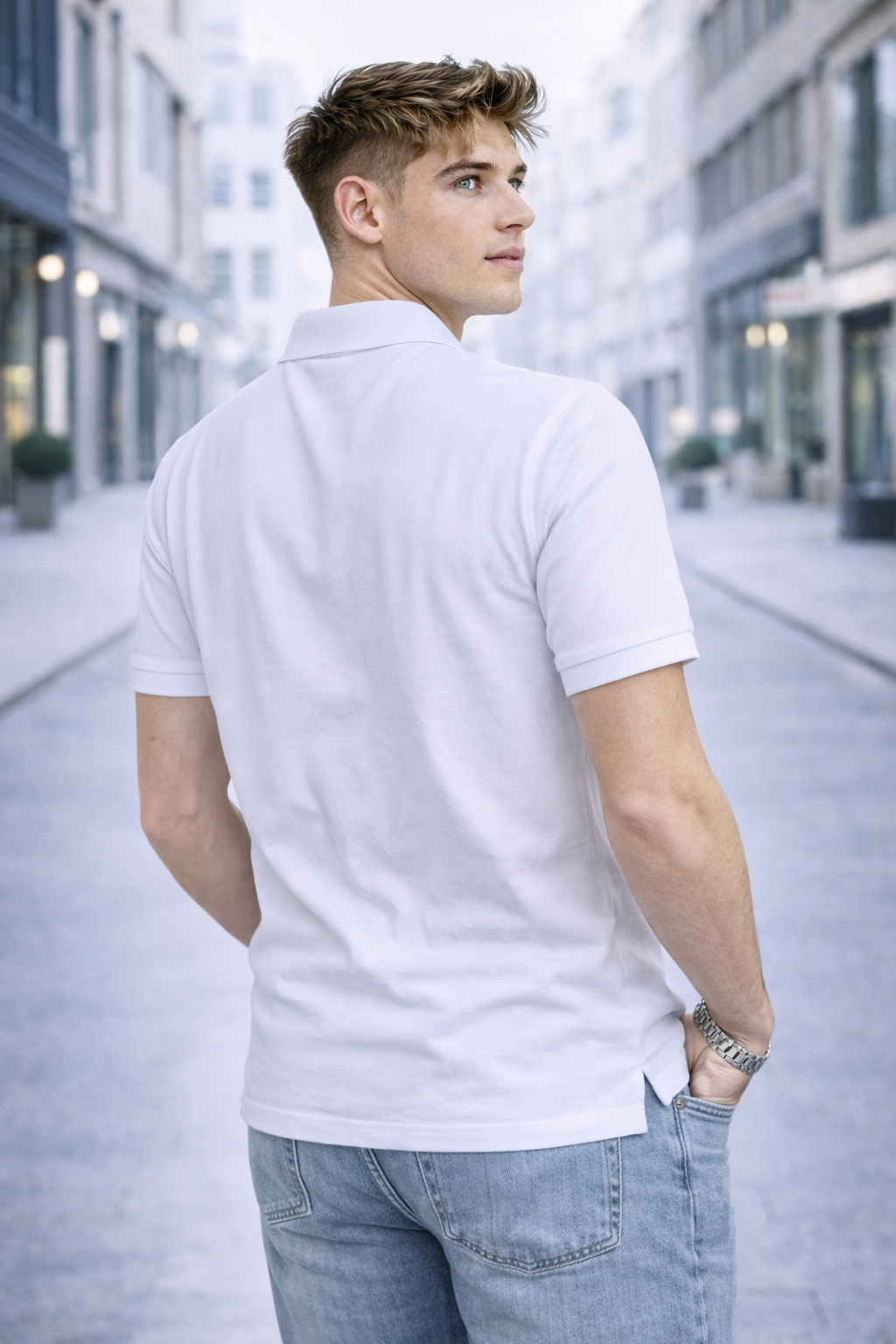 Polo homme blanc classique