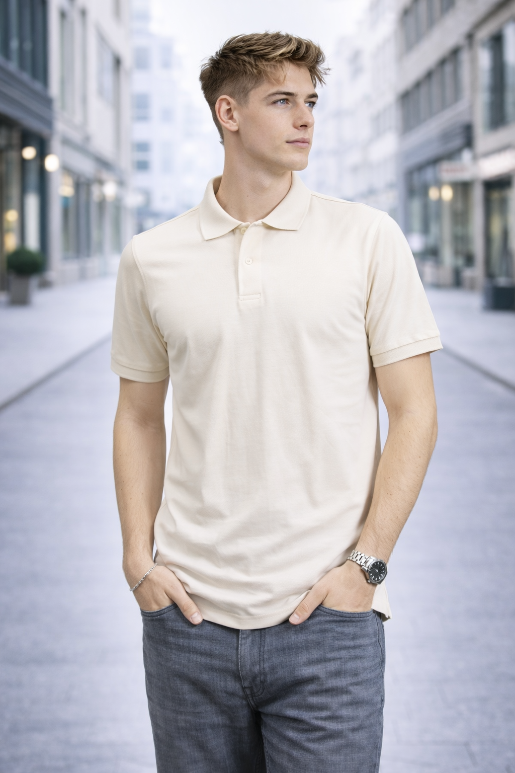 Polo homme abricot classique