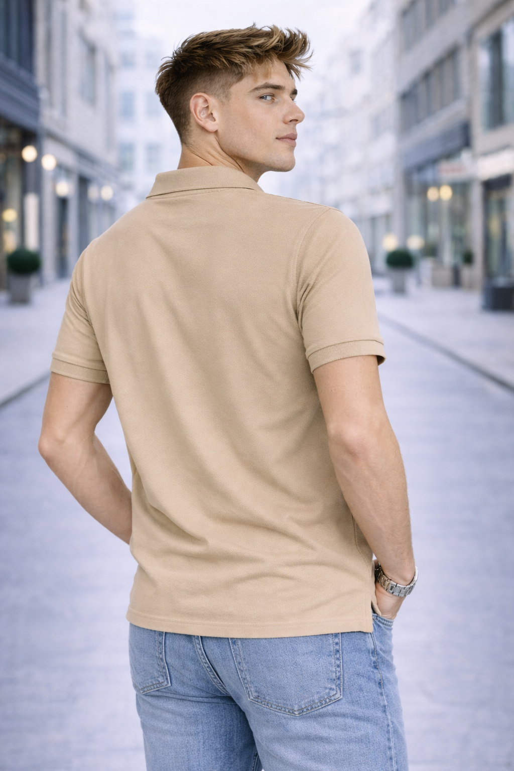 Polo homme taupe classique