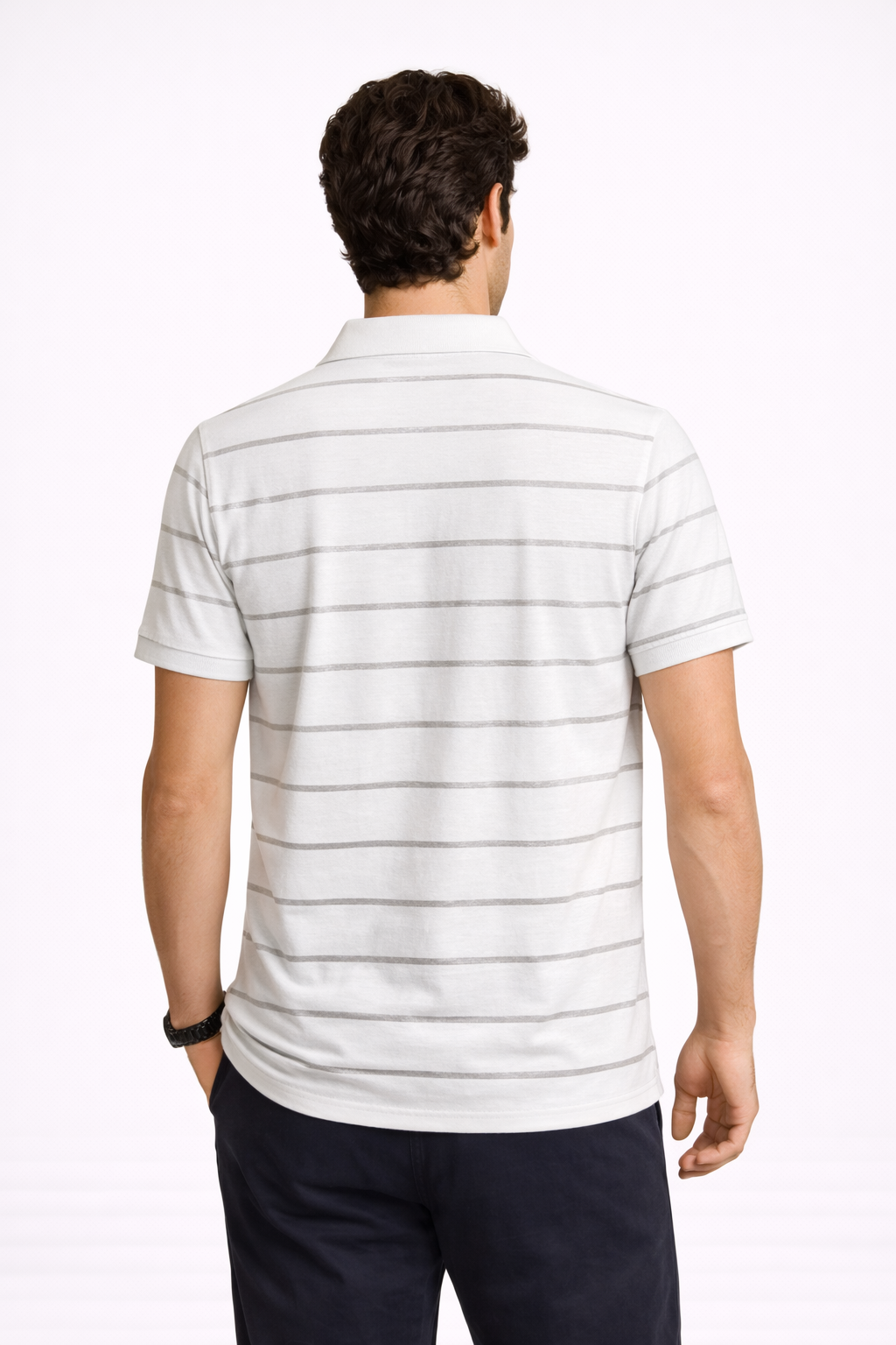 Polo Homme Blanc à Rayures
