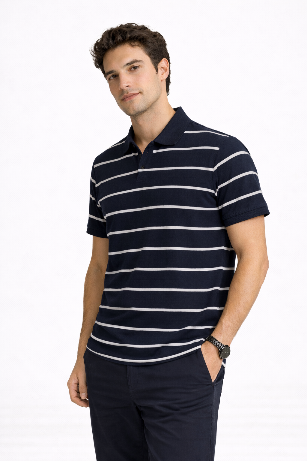 Polo Homme Bleu marine à rayures