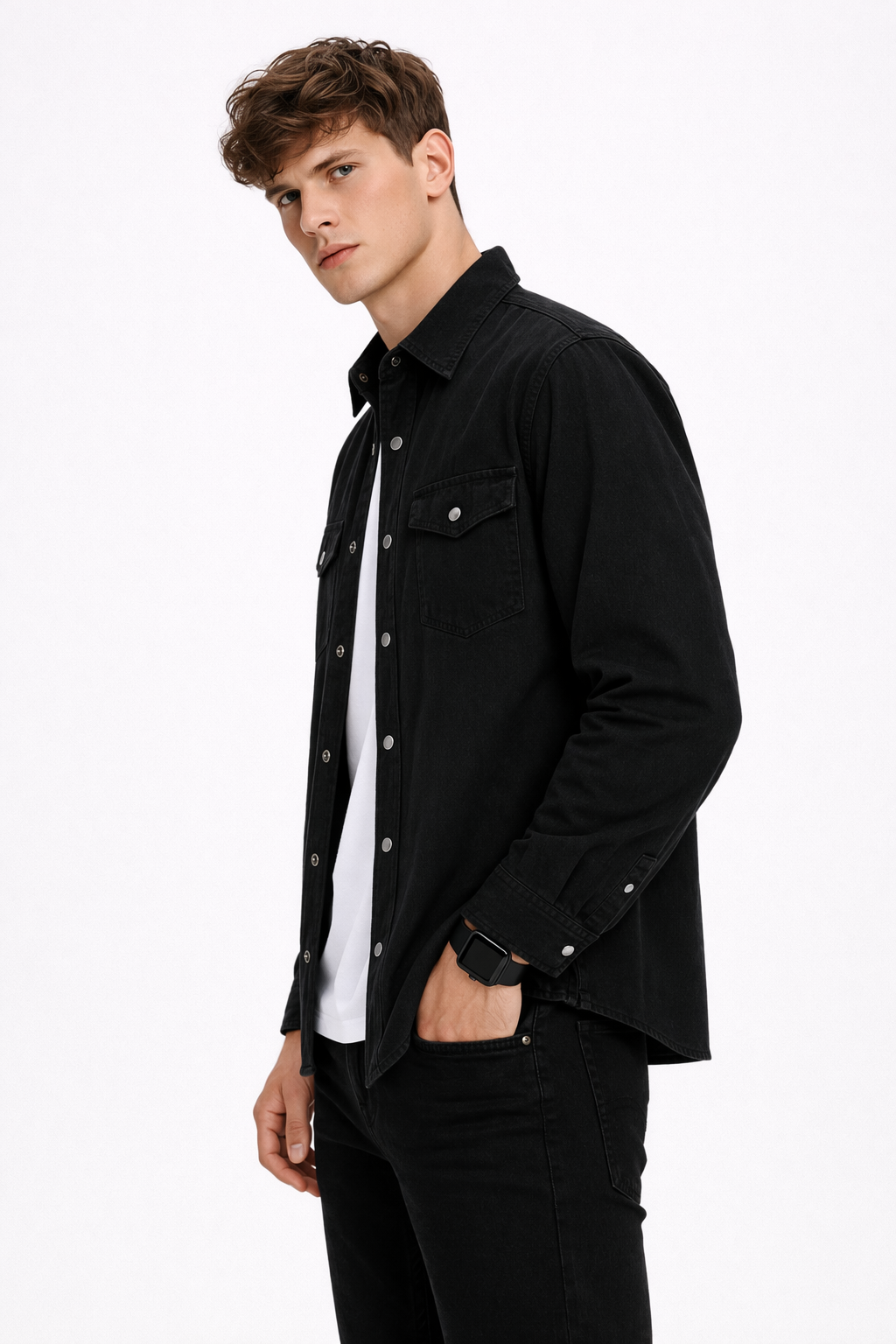 Surchemise Homme Denim Noir