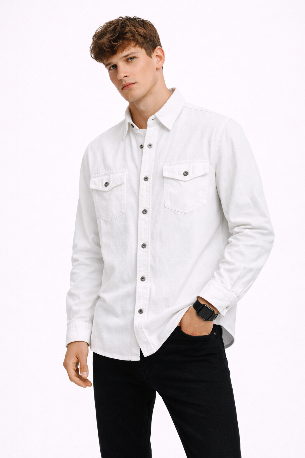 Surchemise Homme Denim Blanc