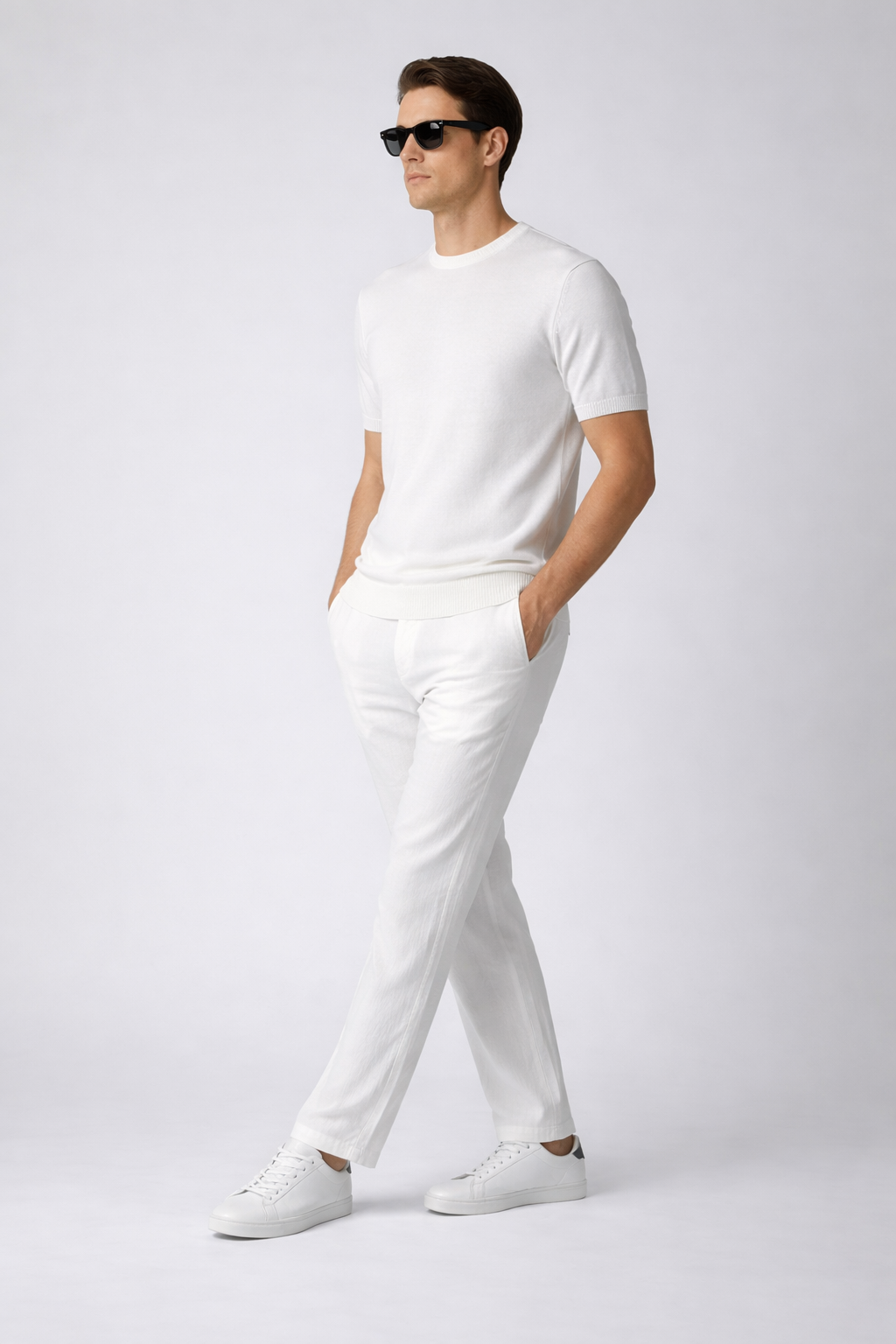T-shirt maille fine homme manches courtes Blanc