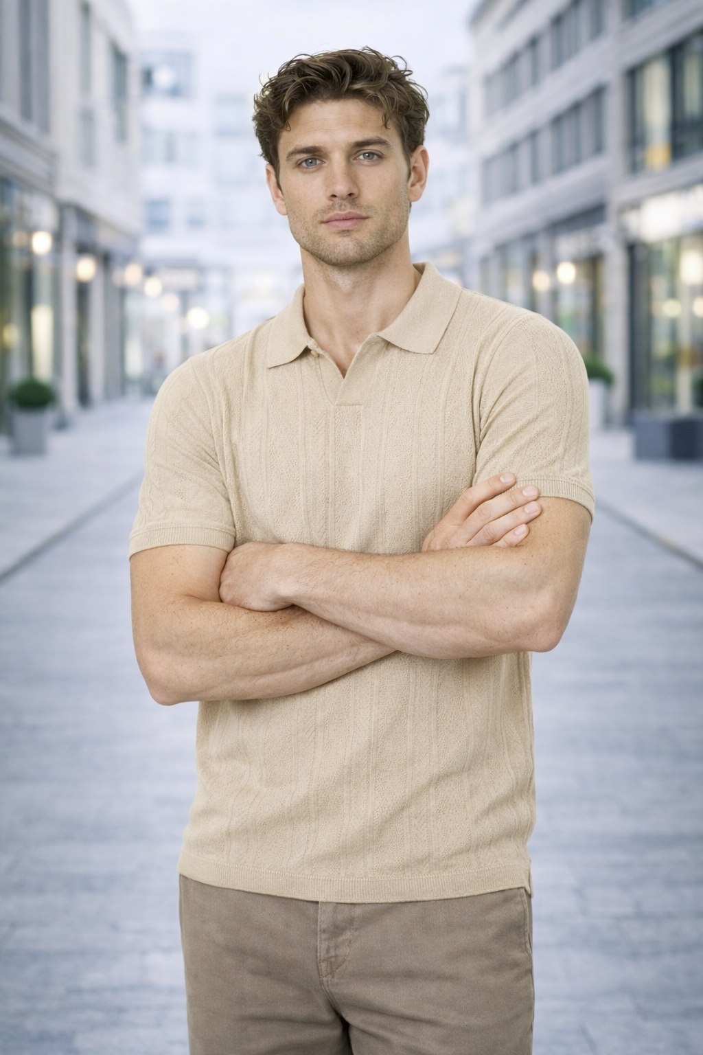 Polo homme beige maille