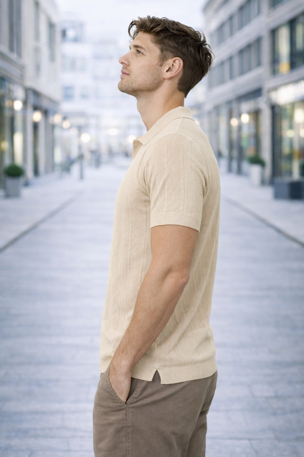 Polo homme beige maille