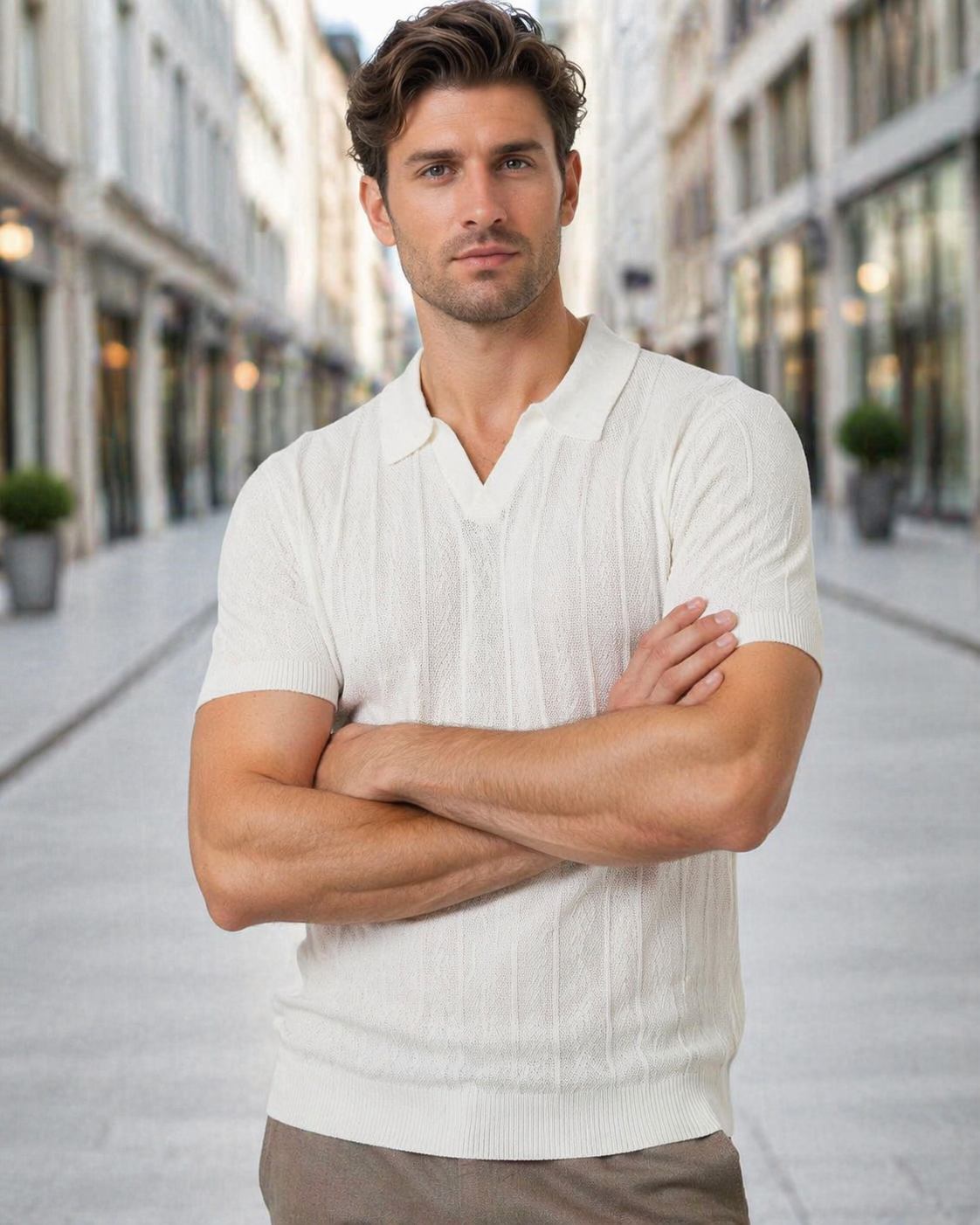 Polo homme blanc maille