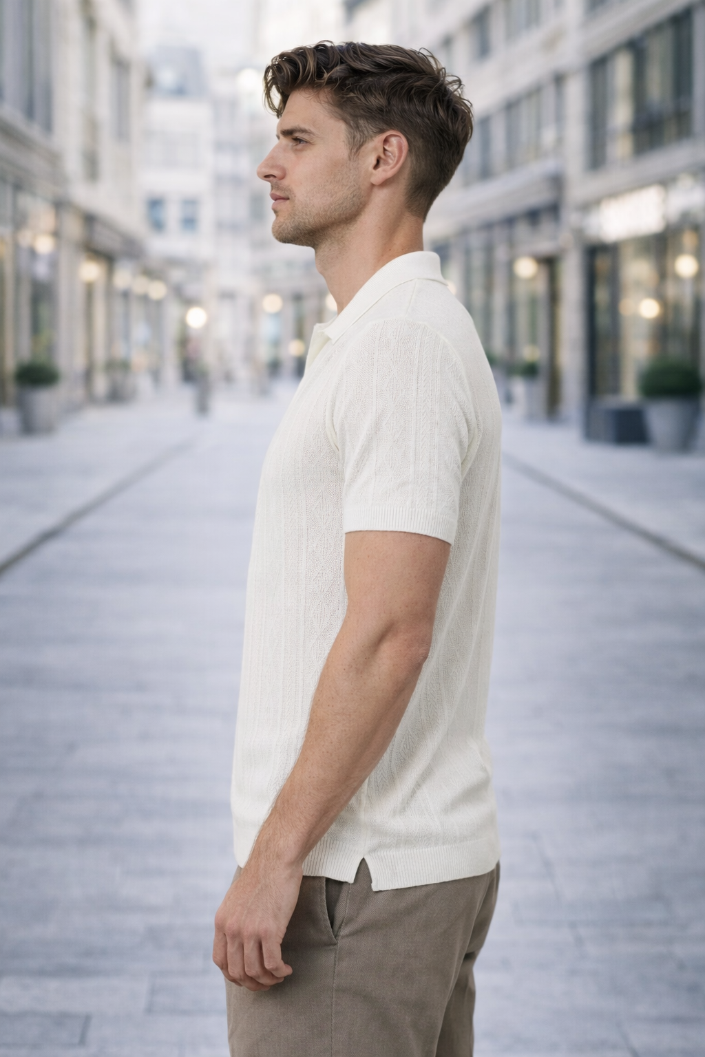 Polo homme blanc maille