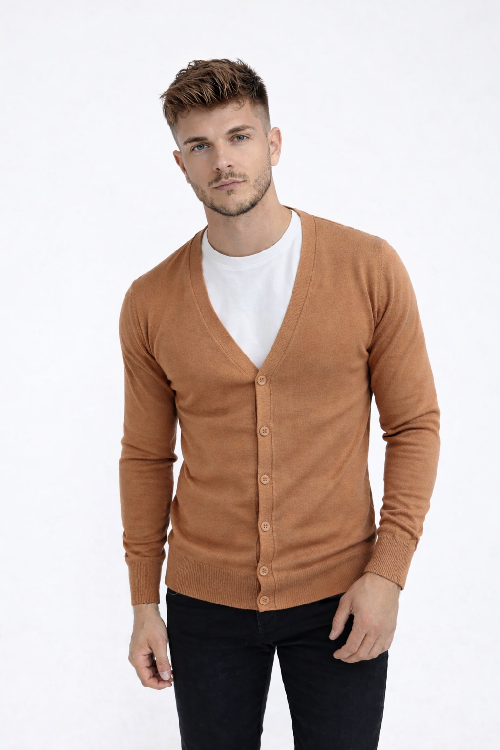 Pull Cardigan beige fashion homme