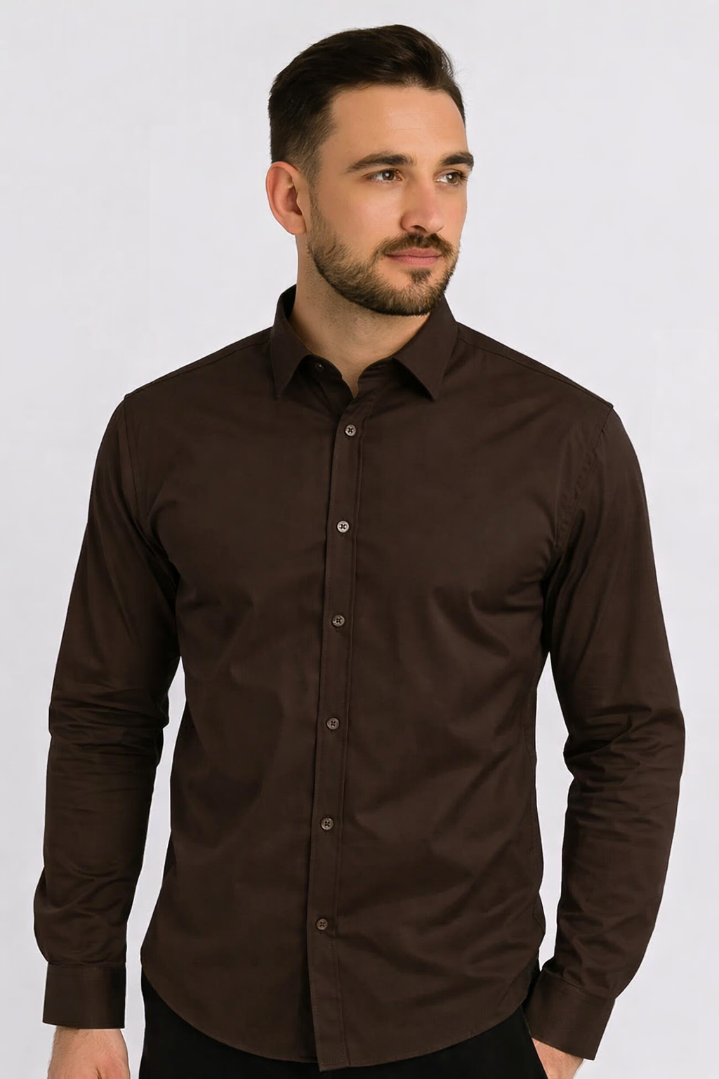 Chemise homme habillée Marron– Coupe ajustée
