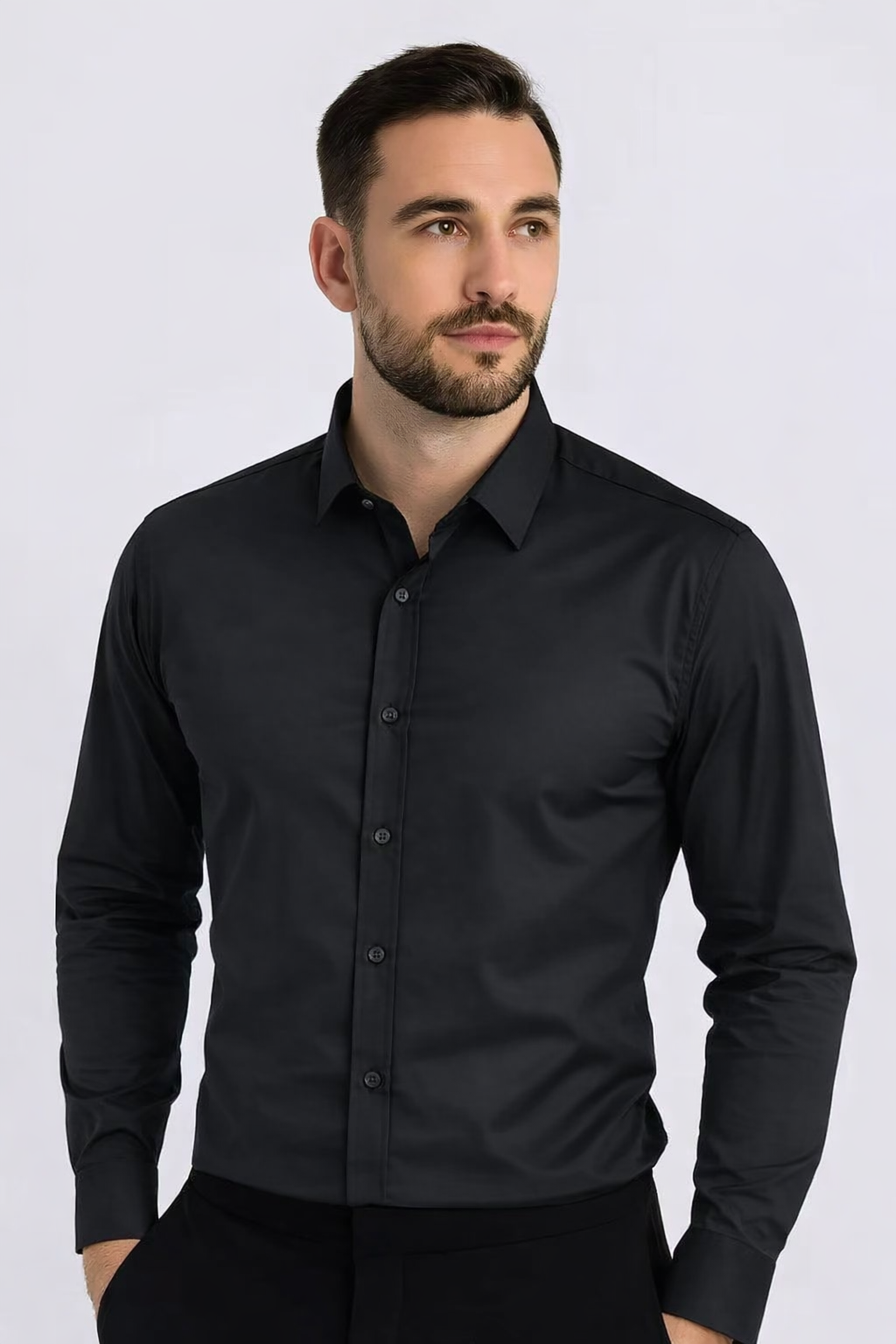 Chemise homme Noir– Coupe ajustée