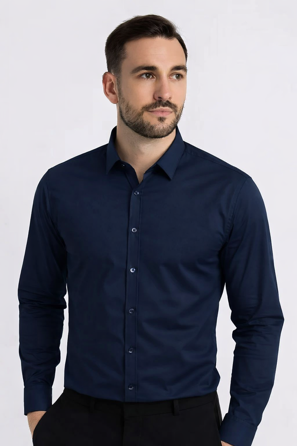 Chemise homme habillée Marine– Coupe ajustée