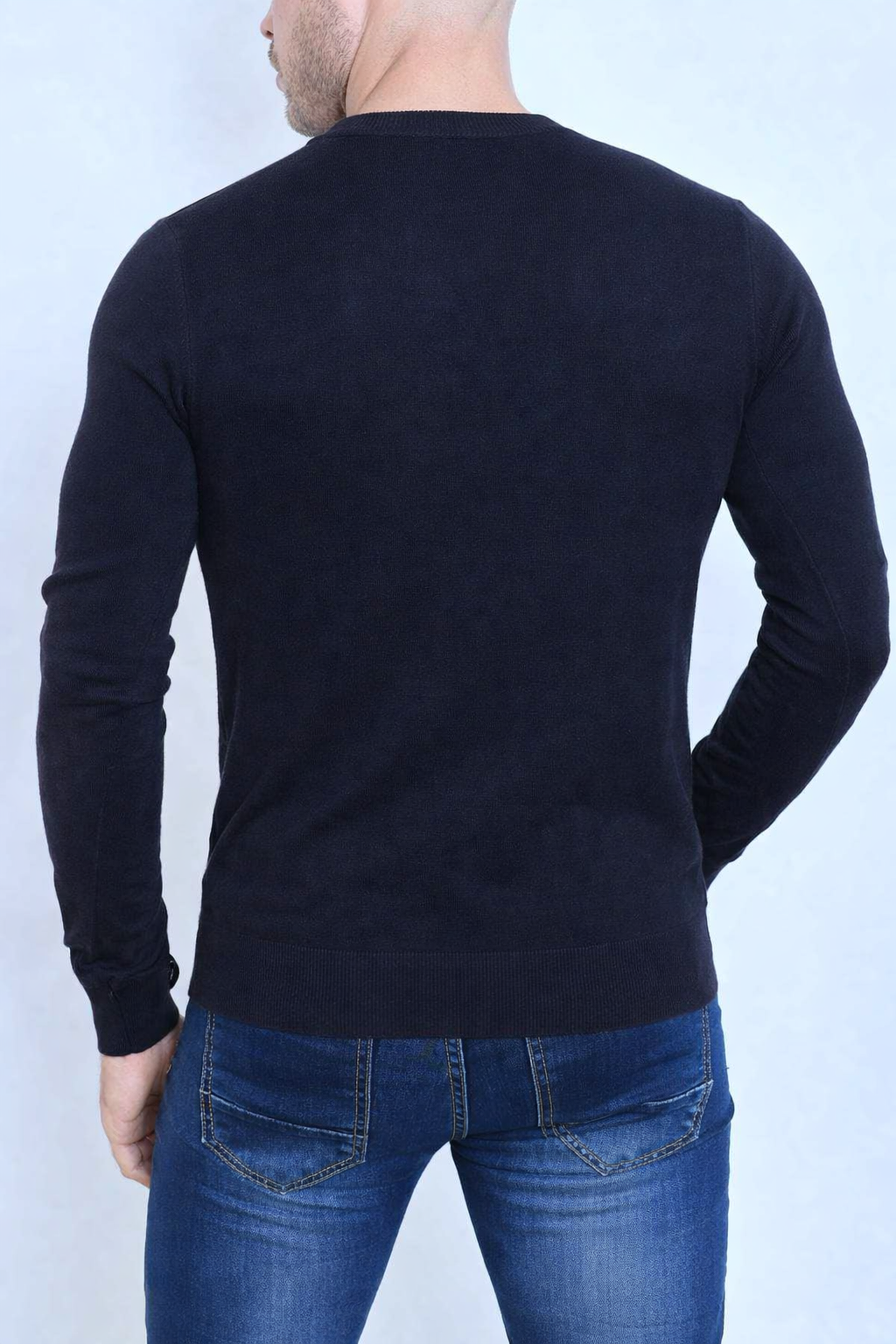 Pull col rond noir homme fashion