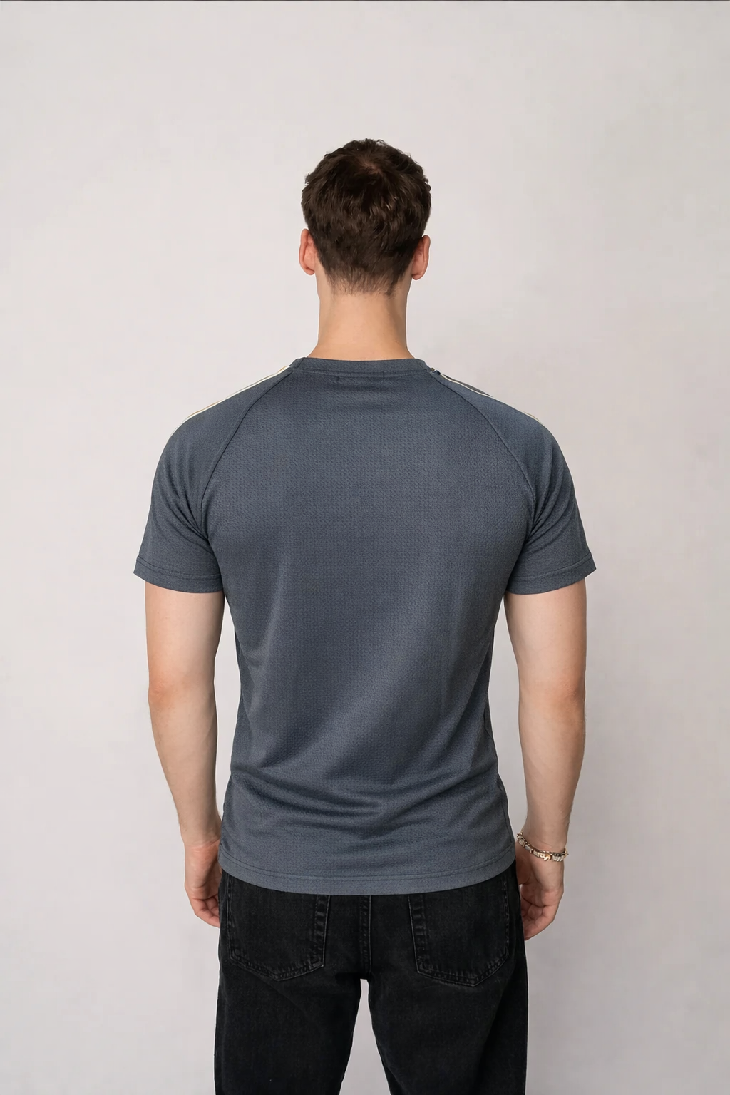 T-shirt gris foncé manches courtes col rond texte Icon fashion homme