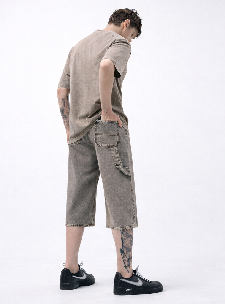 Short en jean effet délavé– Super Baggy Fit Homme