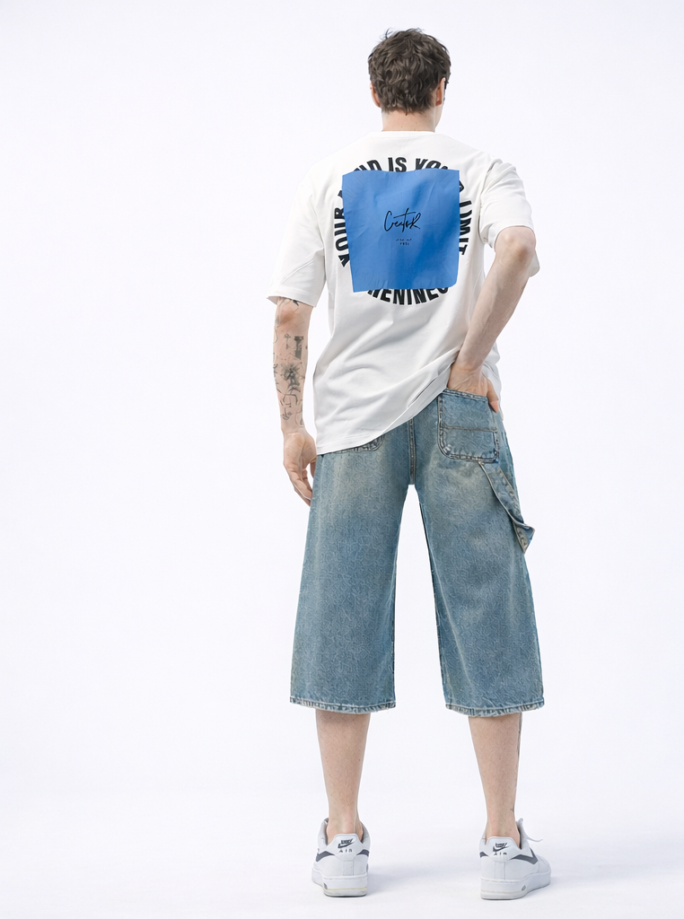 Short Jean Super Baggy Bleu-Brun