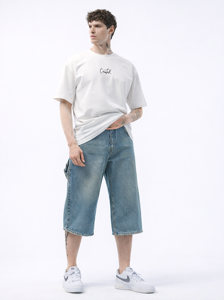 Short Jean Super Baggy Bleu-Brun