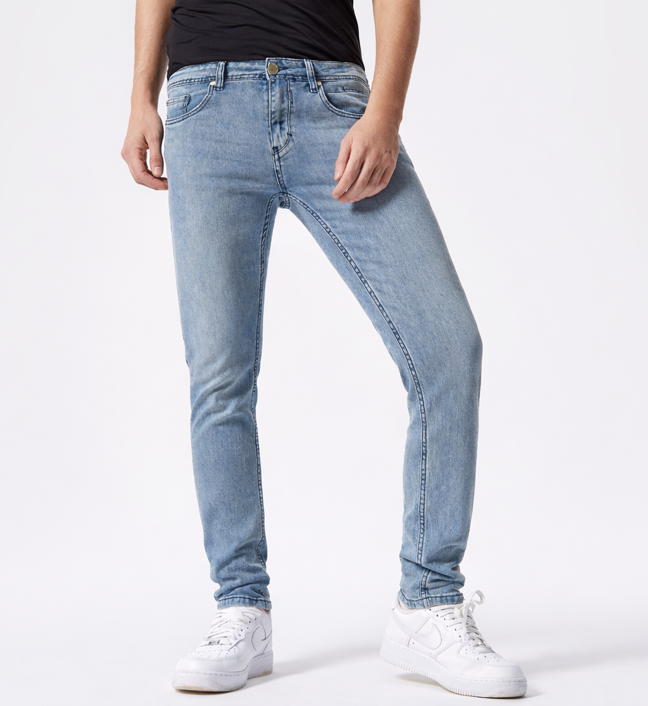 Jean Slim Homme Bleu Clair Délavé