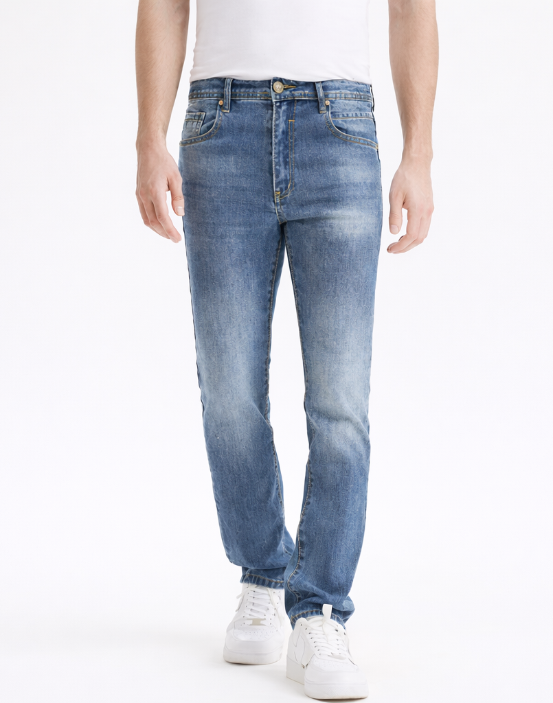 Jean Homme Coupe Regular – Denim Bleu Délavé