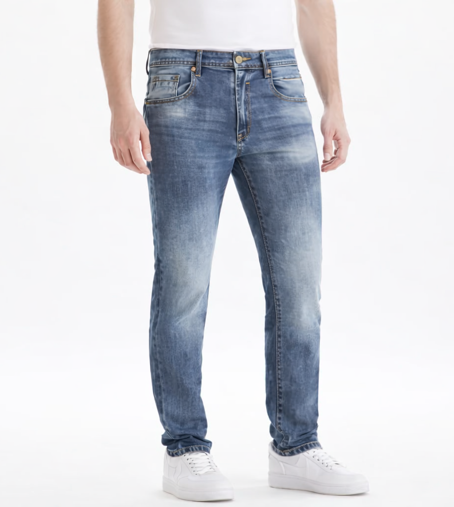 Jean Homme Coupe Regular – Denim Bleu Délavé