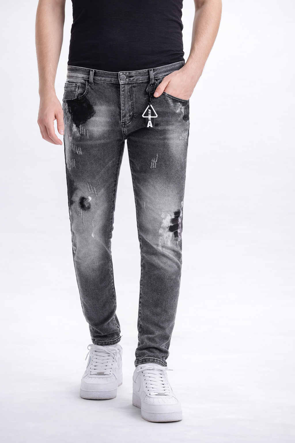Jean Skinny Fit Gris Délavé