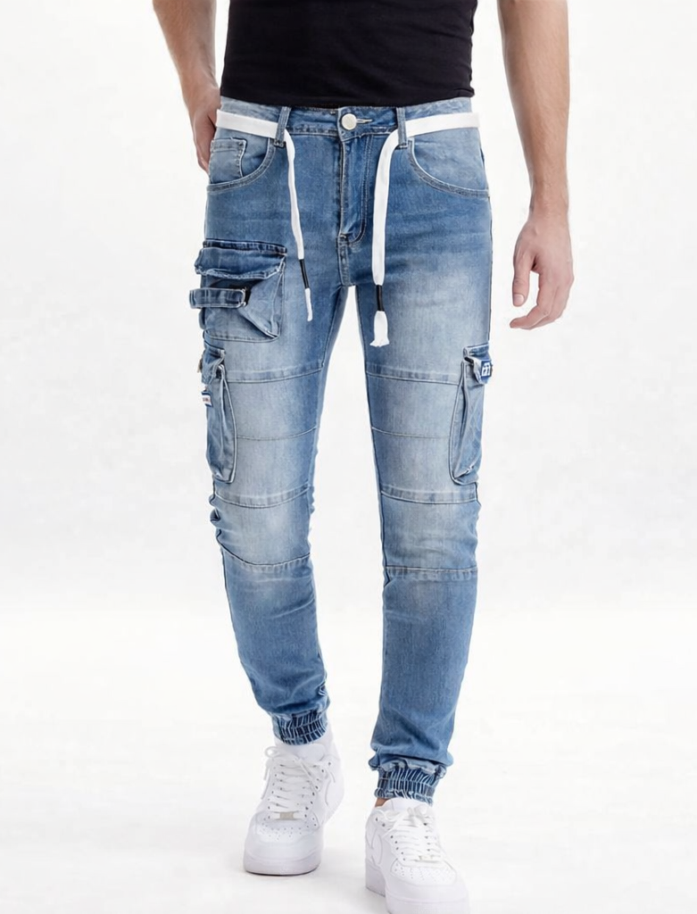 Jean Cargo Slim Fit Bleu Clair