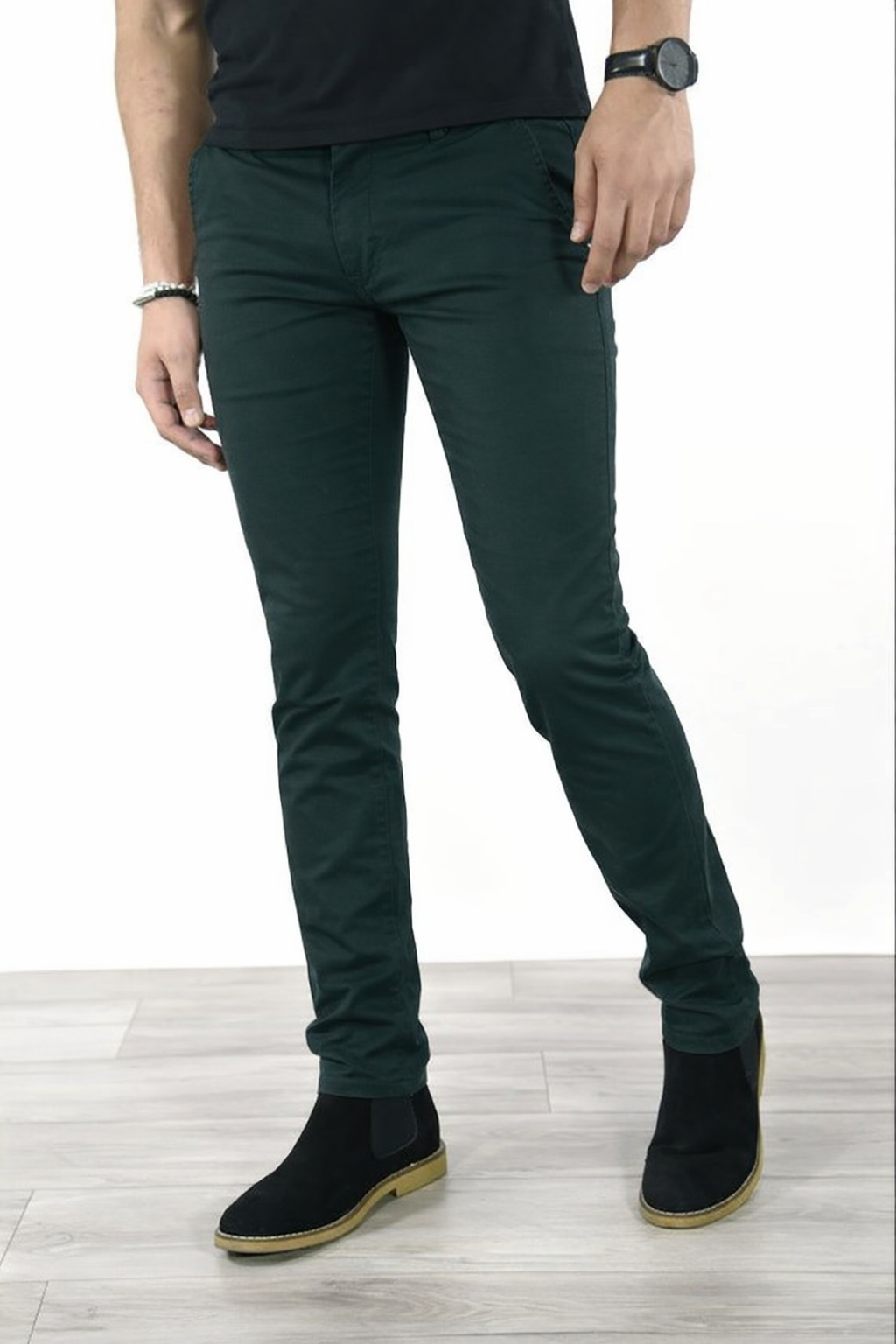 Pantalon chino vert homme coupe slim