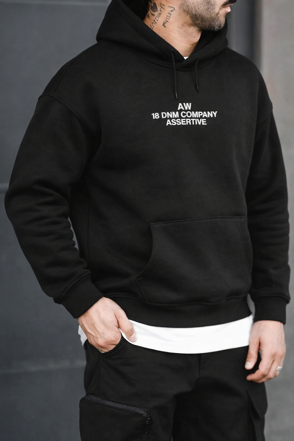 Sweat à capuche imprimé noir