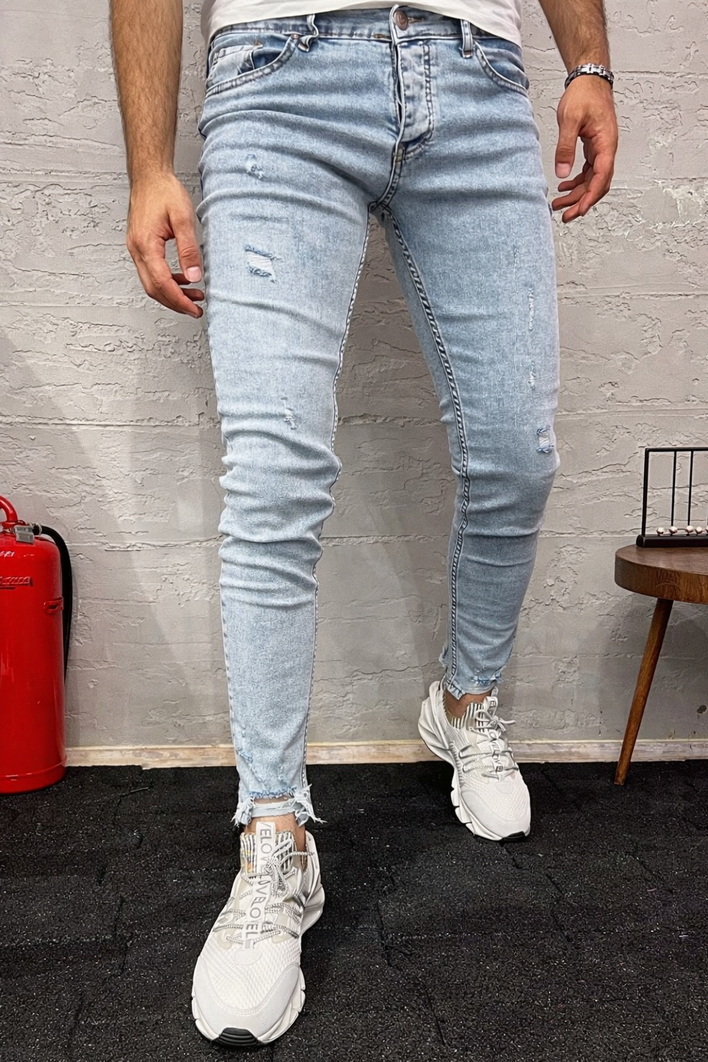 Jean bleu clair skinny homme fashion