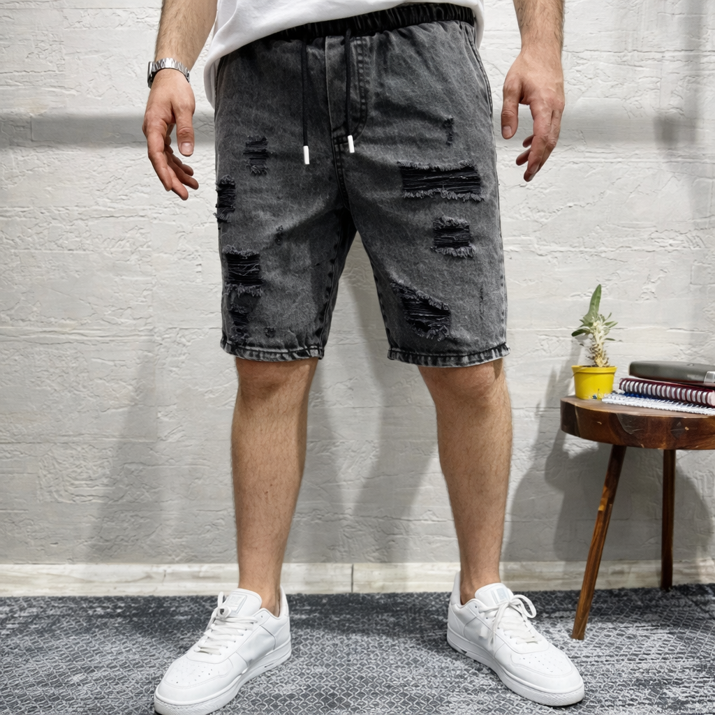 Short gris destroyer stylé homme