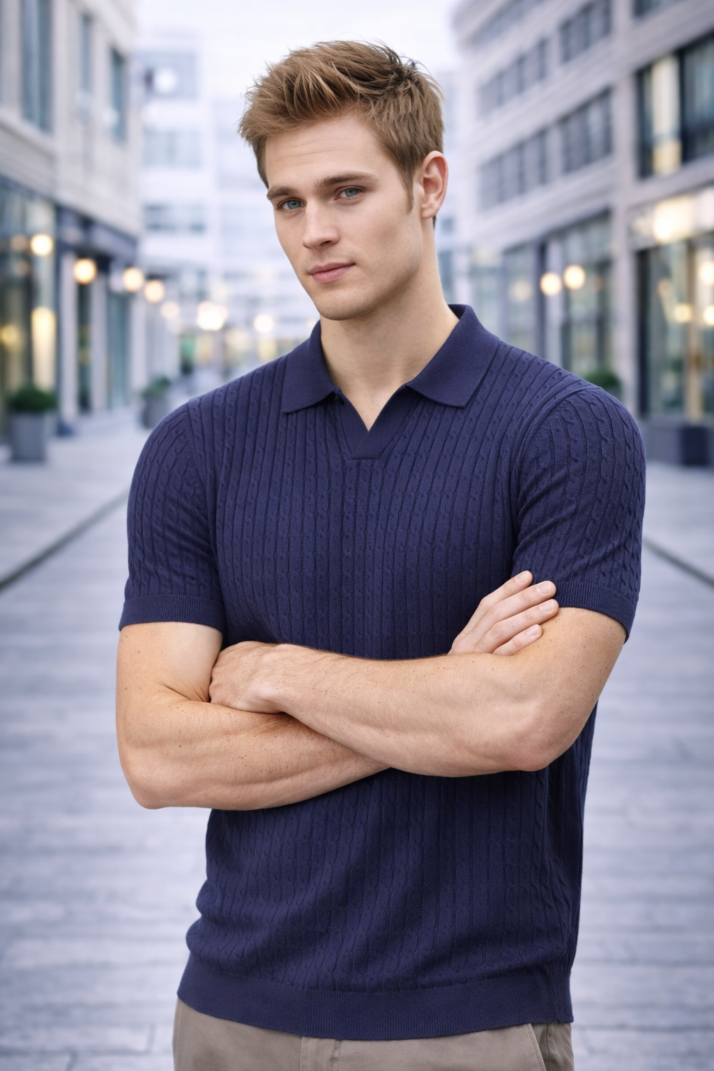 Polo homme marine maille texturée