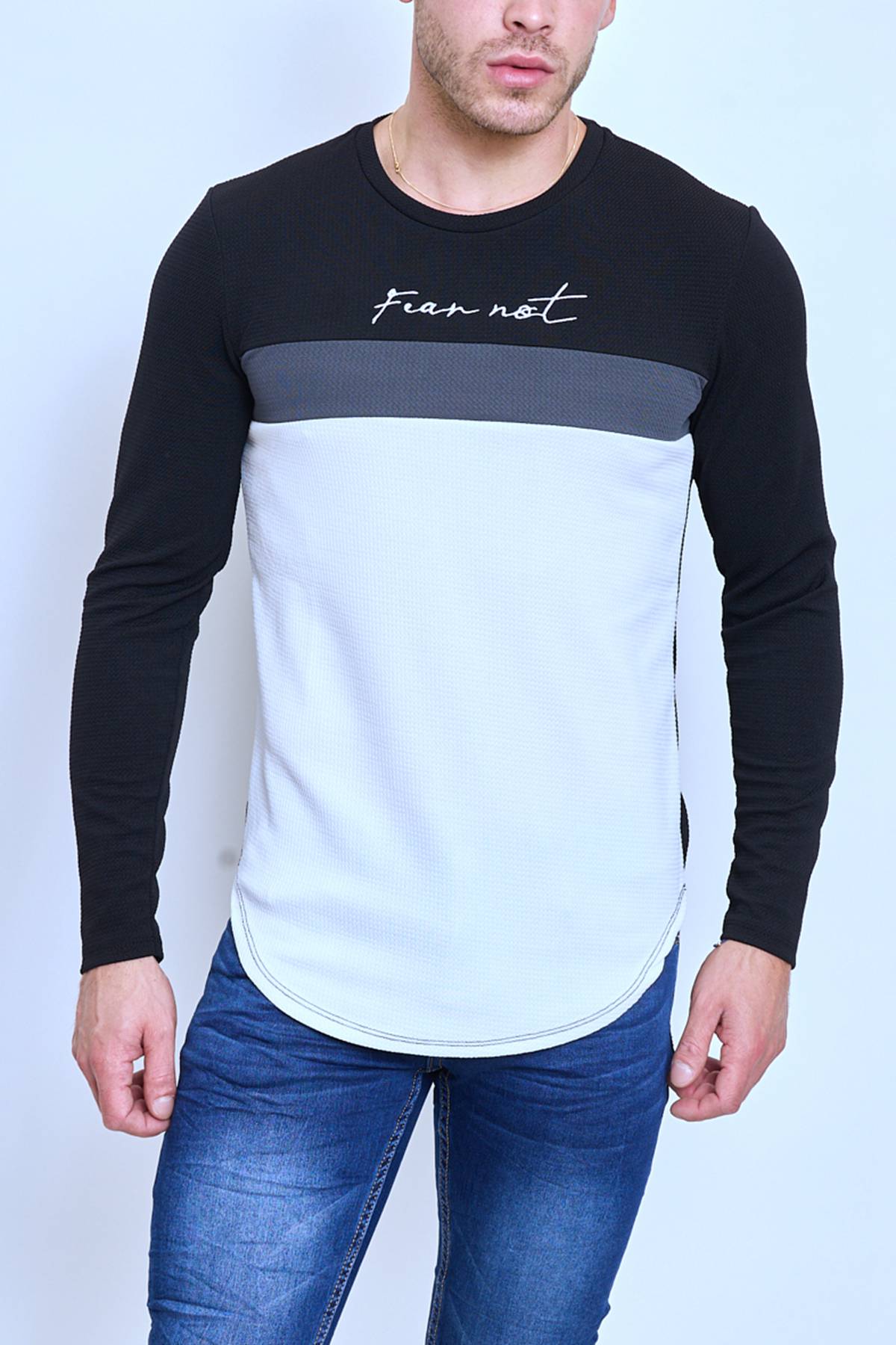 T-shirt Homme Noir  – "Fear Not" Manches Longues