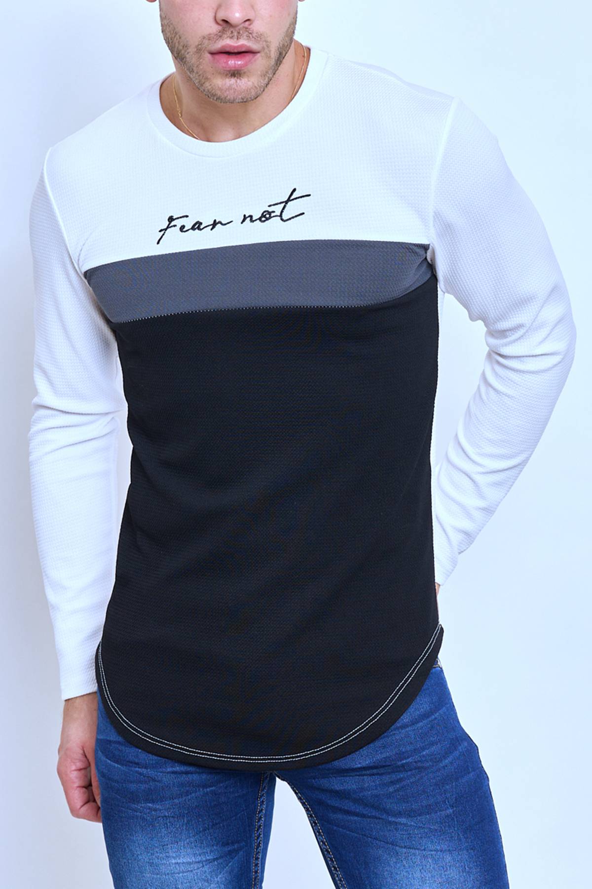 T-shirt Homme BLANC – "Fear Not" Manches Longues