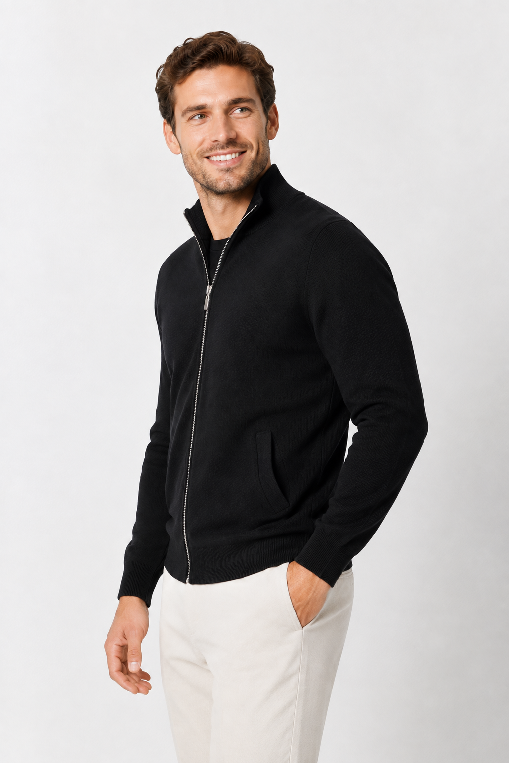 Gilet homme noir zippé à col montant