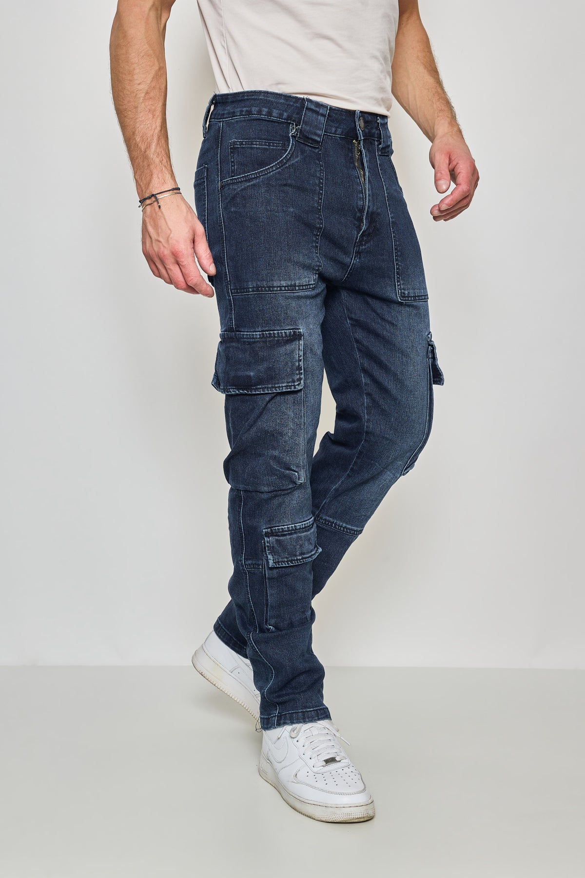 Jean Cargo Slim Fit Bleu Foncé