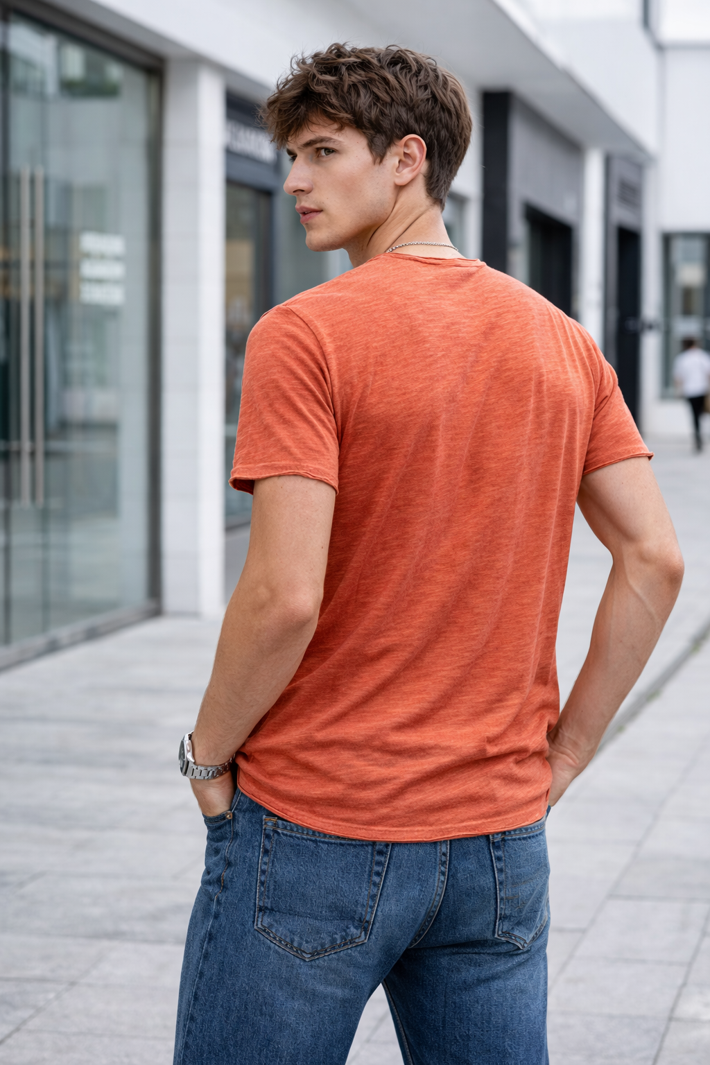T-shirt homme orange chiné