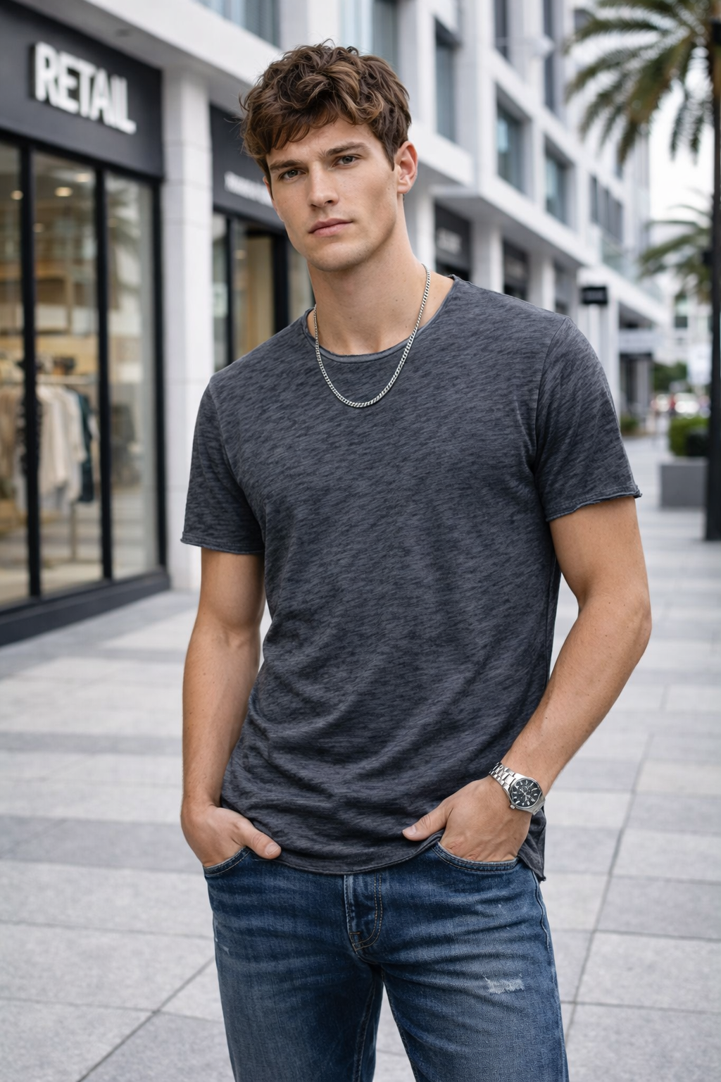 T-shirt homme gris chiné