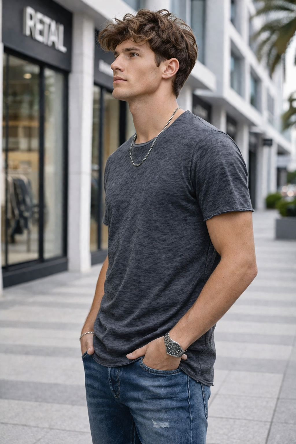 T-shirt homme gris chiné