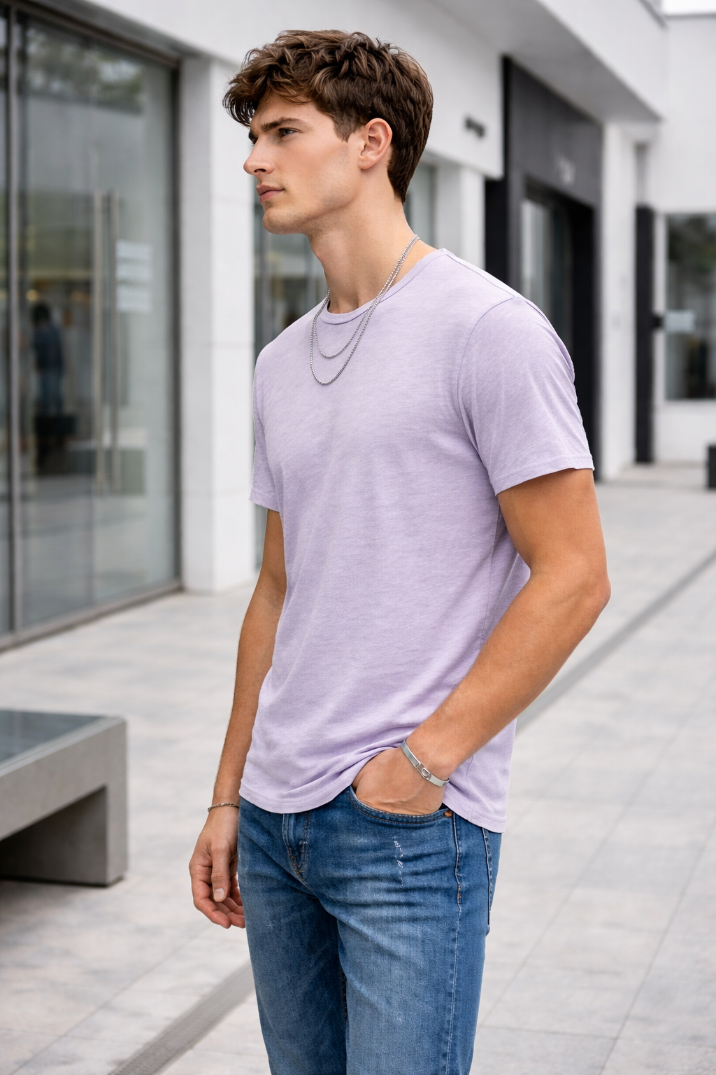 T-shirt homme violet chiné