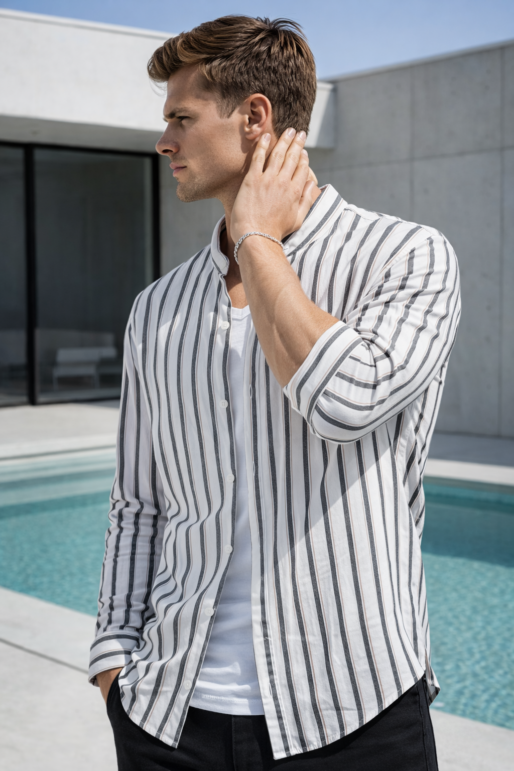 Chemise homme rayée blanc