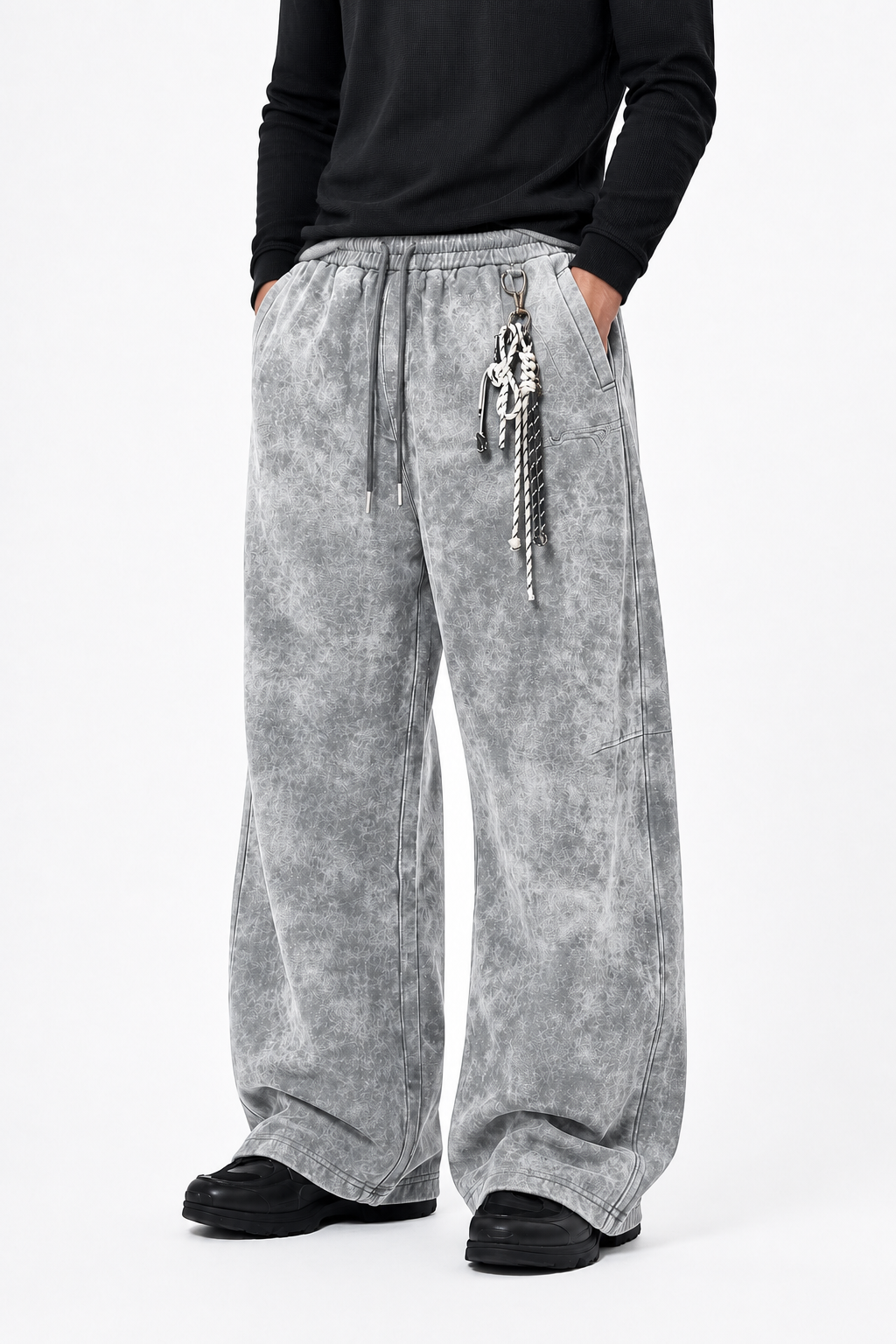 Pantalon homme gris effet délavé