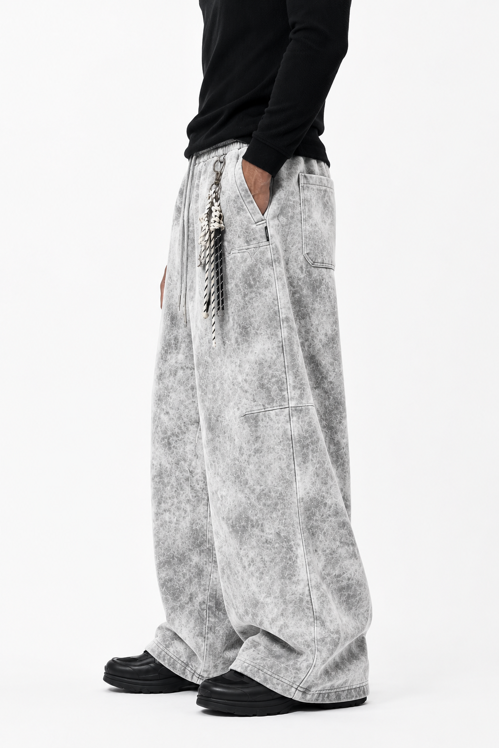 Pantalon homme gris effet délavé