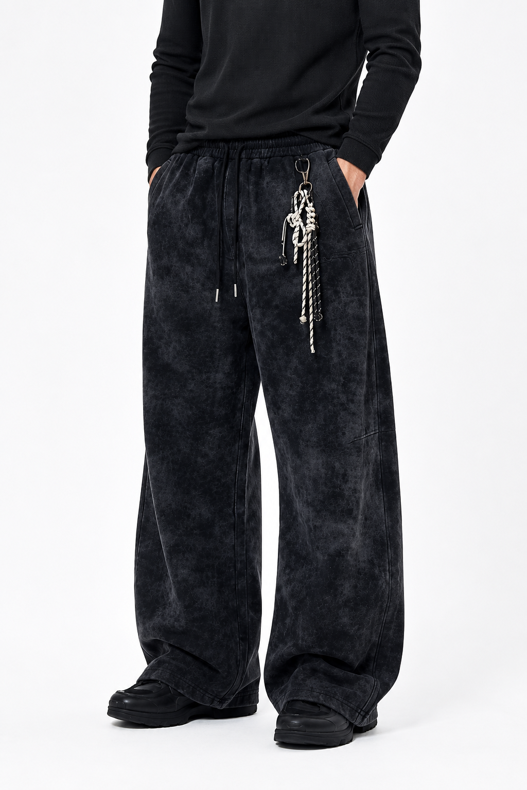 Pantalon homme noir effet délavé