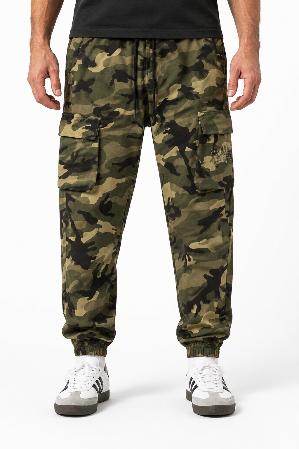 Pantalon cargo homme camouflage vert