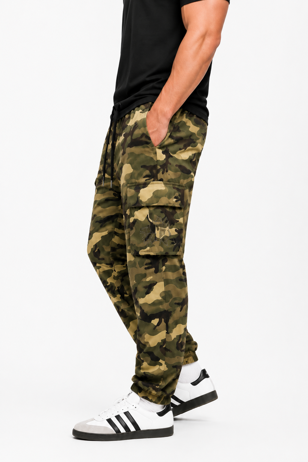Pantalon cargo homme camouflage vert